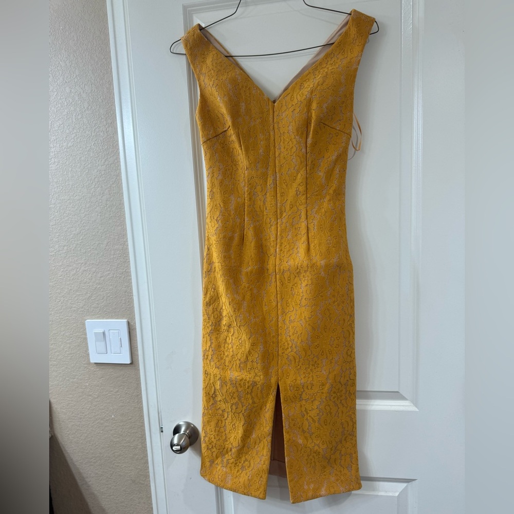 Keepsake Every Lace Midi Dress In Mustard Size XS New With Tags